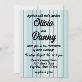 Modern Teal Blue Grått Rand Beach Wedding Inbjudningar