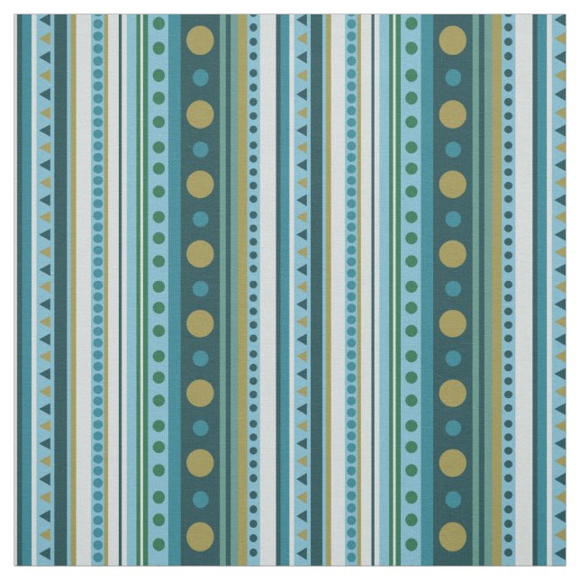 Modern Teal Blue Rand Fabric Tyg (Provkarta)