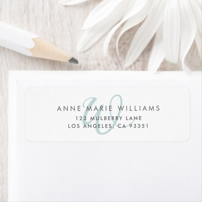 Modern Teal- Bokstavsmonogram Returadress Etikett (Insitu)