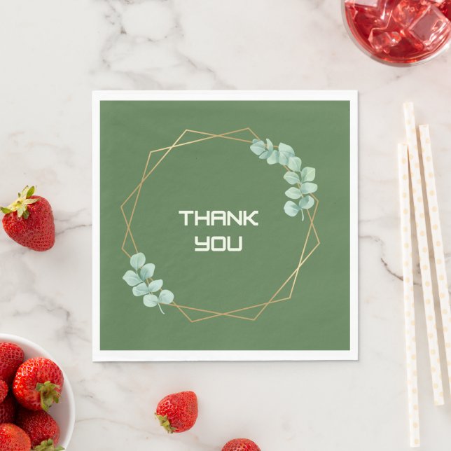Modern teal botanisk bröllops tack papper servett (Insitu)