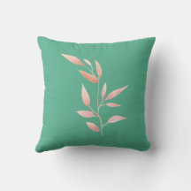 Modern teal botaniska blad dekorativ kastkudde