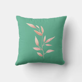 Modern teal botaniska blad dekorativ kastkudde kudde