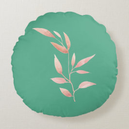 Modern Teal Botaniska Blad Dekorativ Kastrull Rund Kudde