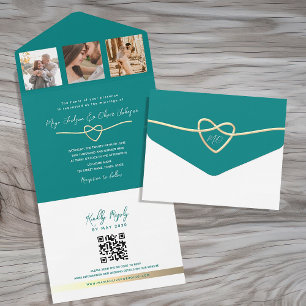 Modern Teal Bröllops QR-kod
