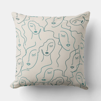 Modern Teal Cream Boho Minamal Mönster Pillow Kudde