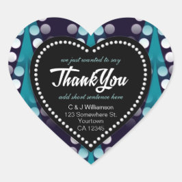 Modern Teal Dots Tack Heart Hjärtformat Klistermärke
