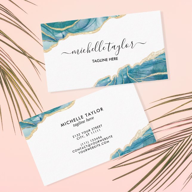 Modern Teal Elegant Makeup Artist Beauty Salon Visitkort (Skapare uppladdad)