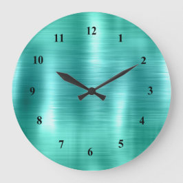 Modern Teal Faux Metallic Stor Klocka