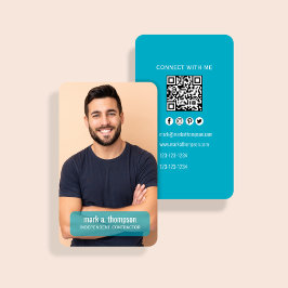 Modern Teal Foto QR-kod Kontakta Mig Visitkort