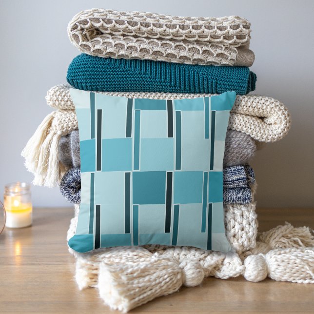 Modern Teal Geometric Mönster Dekorativ kudde (Skapare uppladdad)
