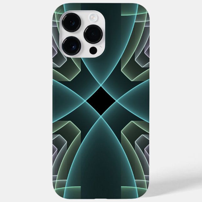 Modern Teal Geometrisk Fraktal Konst Grafik (Baksida)