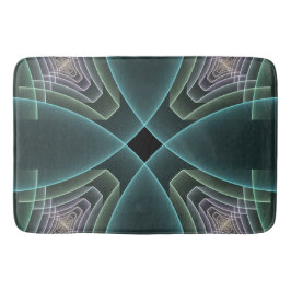 Modern Teal Geometrisk Fraktal Konst Grafik Badrumsmatta