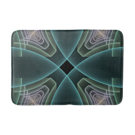 Modern Teal Geometrisk Fraktal Konst Grafik Badrumsmatta