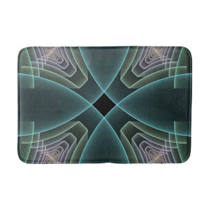 Modern Teal Geometrisk Fraktal Konst Grafik Badrumsmatta