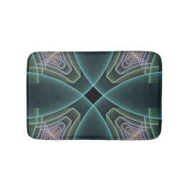 Modern Teal Geometrisk Fraktal Konst Grafik Badrumsmatta