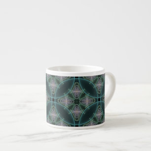 Modern Teal Geometrisk Fraktal Konst Grafik Espressomugg