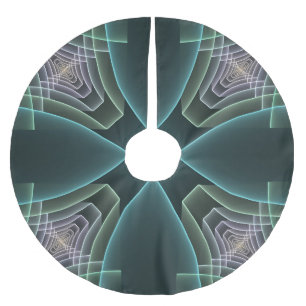 Modern Teal Geometrisk Fraktal Konst Grafik Julgransmatta Borstad Polyester