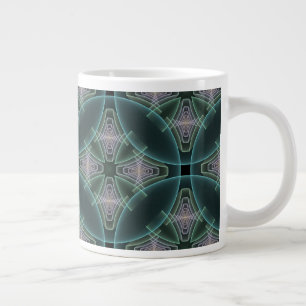 Modern Teal Geometrisk Fraktal Konst Grafik Jumbo Mugg