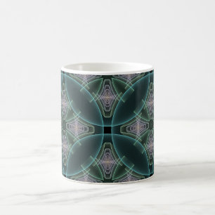 Modern Teal Geometrisk Fraktal Konst Grafik Kaffemugg