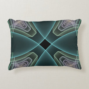 Modern Teal Geometrisk Fraktal Konst Grafik Prydnadskudde
