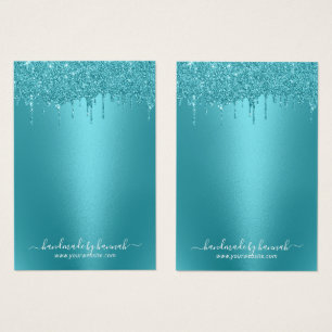 Modern Teal Glitter Drives Earring Visning Holder Visitkort