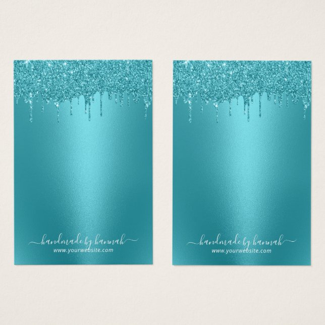 Modern Teal Glitter Drives Earring Visning Holder Visitkort (Framsida & baksida)
