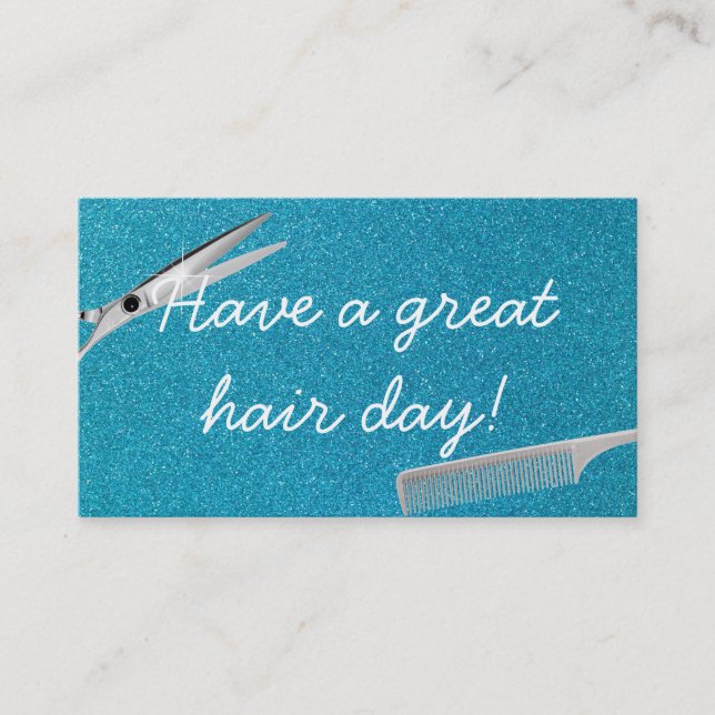 Modern Teal Glitter Hair Stylist-Affärskort Visitkort (Framsida)