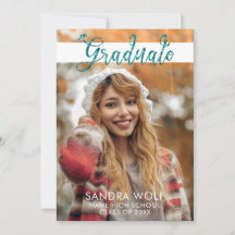 Modern Teal Glitter-skriptfotot Studenten