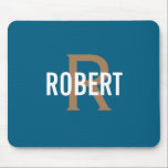 Modern teal gold monogram men name musmatta<br><div class="desc">Modern design with teal background,  a modern gold monogram with white name. Personalize with your name and initial.</div>