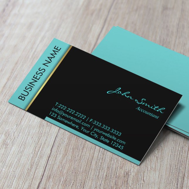 Modern Teal Gräns Accountant Affärskort Visitkort (Skapare uppladdad)