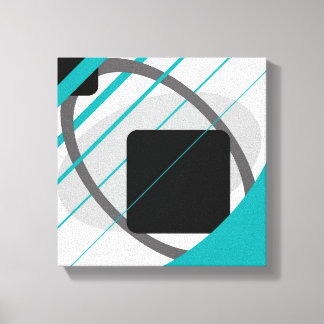 Modern Teal Grått Black Benvit - Wrapped Canvas