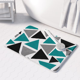 Modern Teal Grått Black White Triangle Mönster Badrumsmatta
