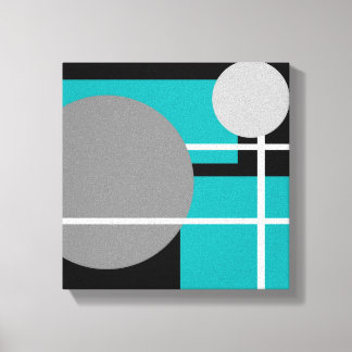 Modern Teal Grått Black White - Wrapped Canvas