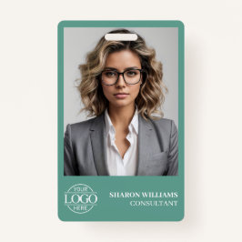 Modern Teal Green Employee Photo Company Logo