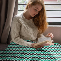 Modern Teal Grönt Black Chevron Mönster