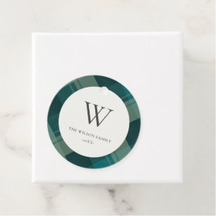 Modern Teal Grönt Blue Play Mönster Monogram Gåvor Etiketter