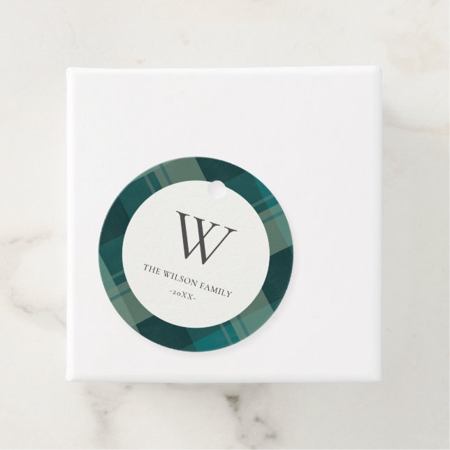 Modern Teal Grönt Blue Play Mönster Monogram Gåvor Etiketter (På plats)