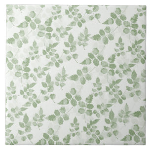 Modern Teal grönt Botanical löv mönster Kakelplatta
