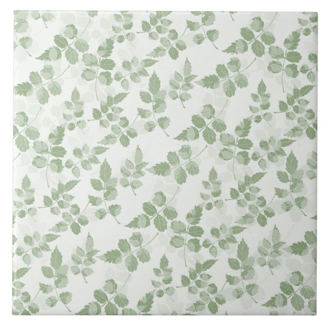Modern Teal grönt Botanical löv mönster Kakelplatta (Framsidan)
