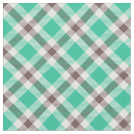 Modern Teal Grönt Brown Plade Mönster Tyg