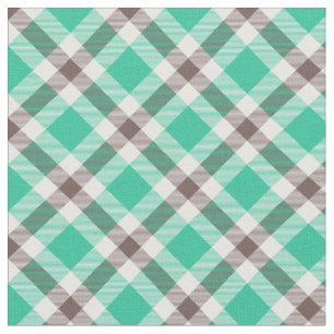 Modern Teal Grönt Brown Plade Mönster Tyg