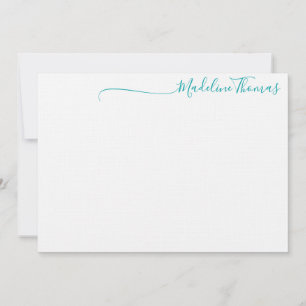 Modern Teal Grönt Script Calligraphy namn Anteckningskort
