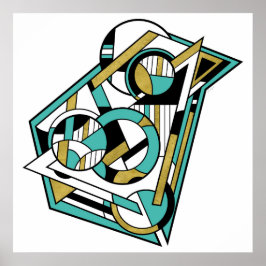 Modern Teal Guld Geometric Abstrakt Art Design Poster