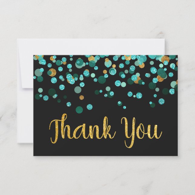 Modern Teal Guld Glitter Confetti Black Tack (Framsida)