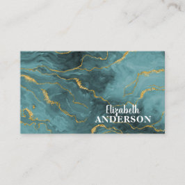 Modern Teal Guld Glitter marble Agate Visitkort