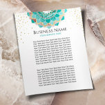 Modern Teal & Guld Mandala Flower Spa Salon Flygblad<br><div class="desc">Modern Teal Guld Mandala Flower Salon Spa Flyers.</div>