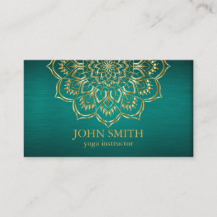 Modern Teal & Guld Mandala Yoga-instruktör Visitkort