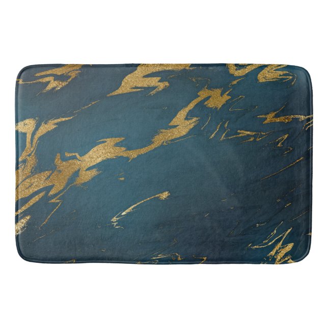 Modern Teal Guld Marble Badrumsmatta (Framsidan)
