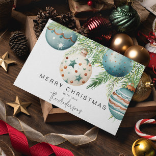 Modern Teal Jul Bauble Inbjudningar