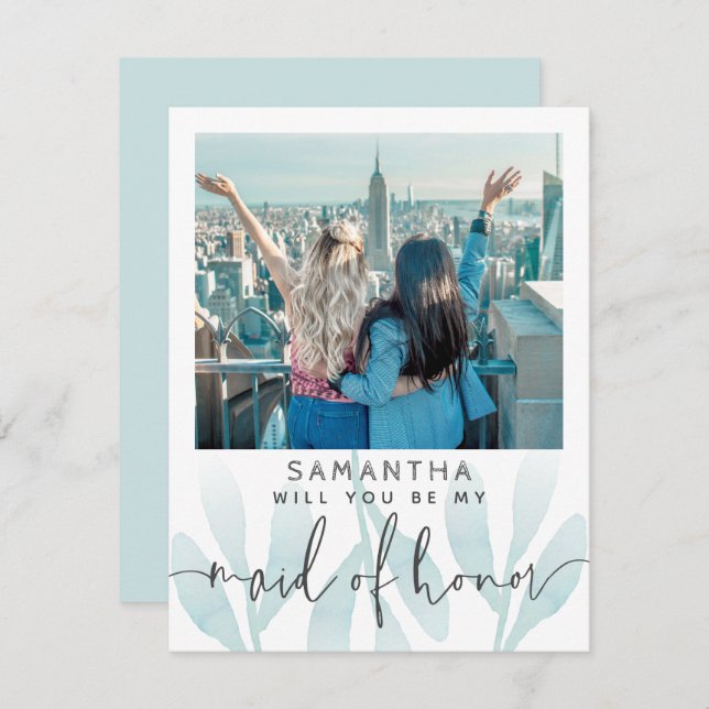 Modern Teal kommer du att bli mitt Maid of honor-f (Fram/baksida)